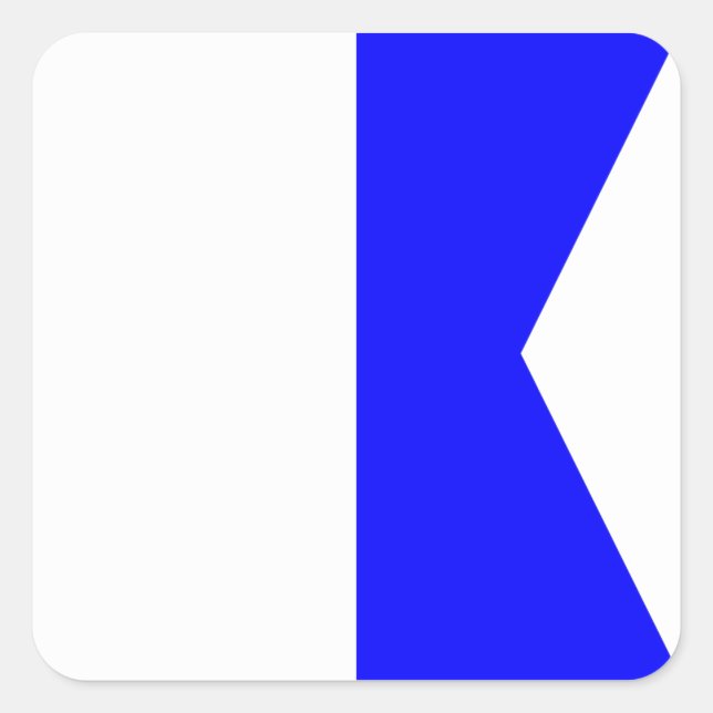 Marine Signal Flag: Letter "A" (Alpha) Square Sticker (Front)