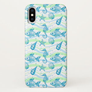 Marine Sketch Pattern iPhone X Case