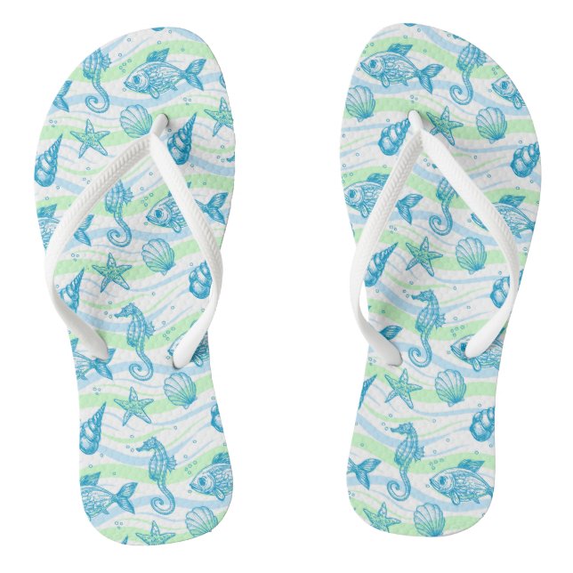 Marine Sketch Pattern Jandals (Footbed)