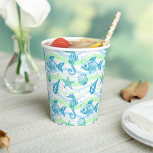 Marine Sketch Pattern Paper Cups