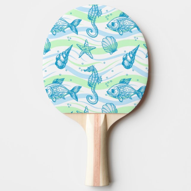 Marine Sketch Pattern Ping Pong Paddle (Front)