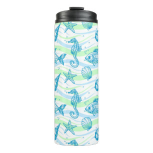 Marine Sketch Pattern Thermal Tumbler