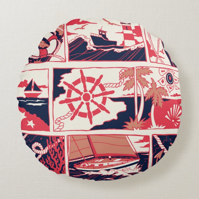 Marine story round cushion (Front)