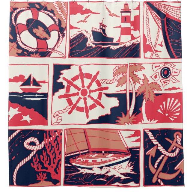 Marine story shower curtain (Front)