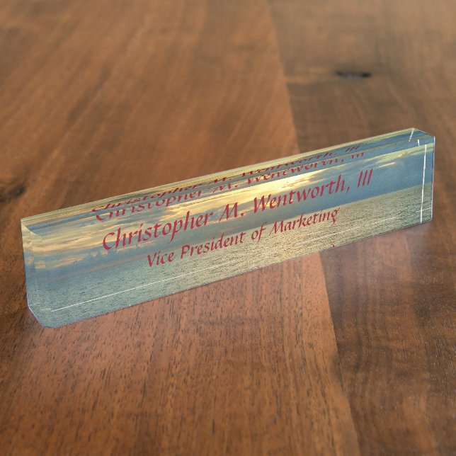 Marine Sunrise Personalised Nameplate (Side)