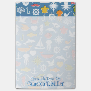 Marine Symbols Pattern Add Your Name Post-it Notes