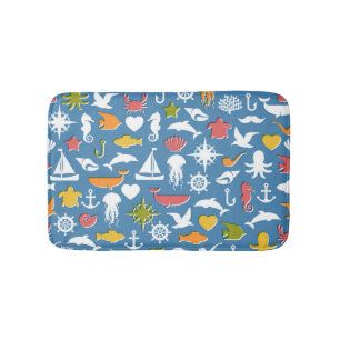 Marine Symbols Pattern Bath Mat
