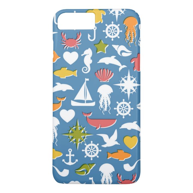 Marine Symbols Pattern Case-Mate iPhone Case (Back)