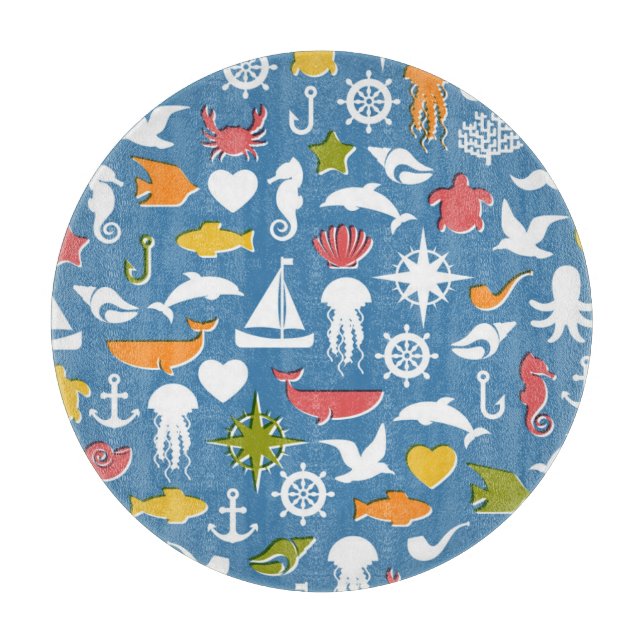 Marine Symbols Pattern Cutting Board (Front)