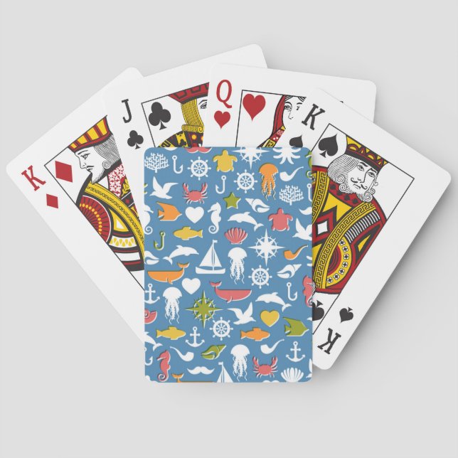 Marine Symbols Pattern Playing Cards (Back)