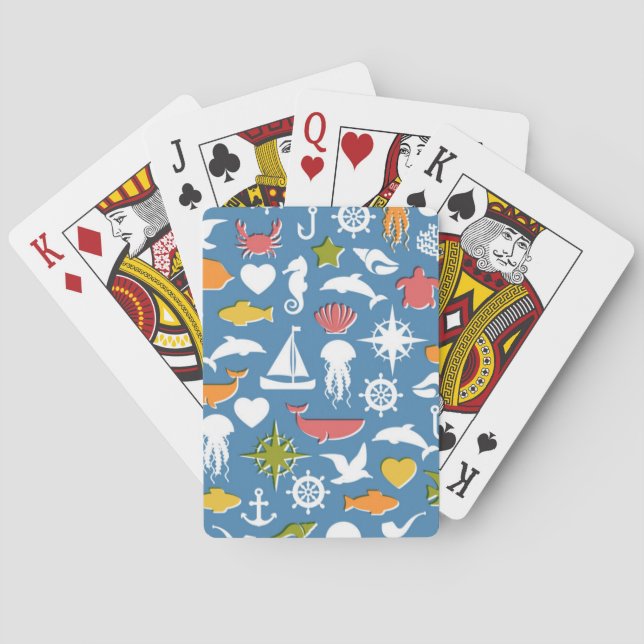 Marine Symbols Pattern Playing Cards (Back)