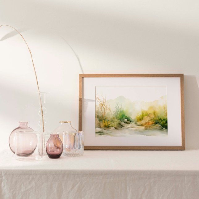 Marine Tapestry: Colourful Seaweed & Kelp Garden Poster (Watercolor print of an underwater seaweed and kelp garden.)