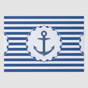 Marine Theme Blue and White Stripe with Anchor Tissue Paper