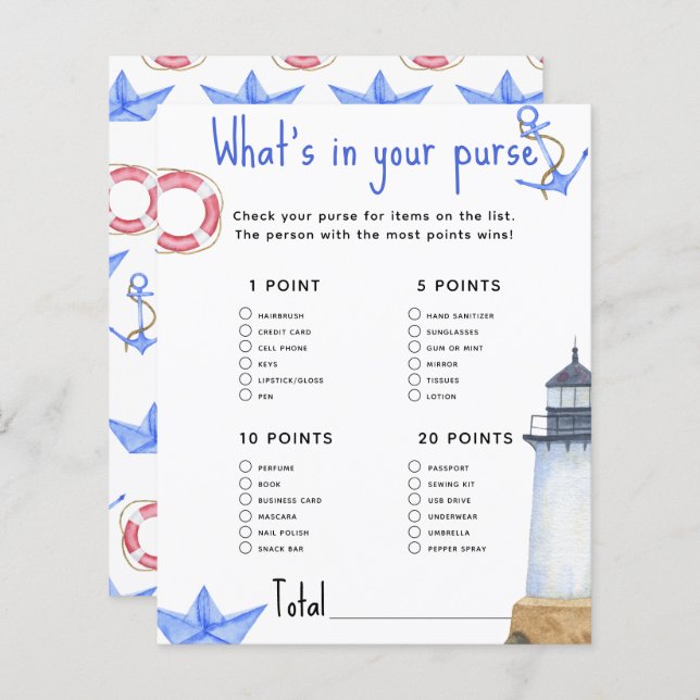 Marine - Whats in your purse baby shower (Front/Back)