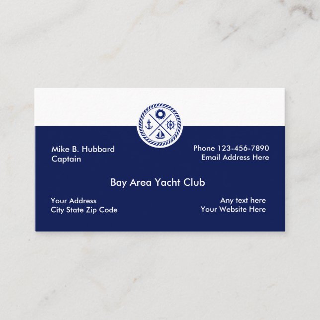 Marine Yacht Club Business Cards (Front)