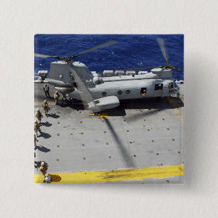 Marines board a CH-46E Sea Knight helicopter 15 Cm Square Badge