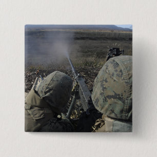 Marines fire an M2 50 calibre machine gun 15 Cm Square Badge