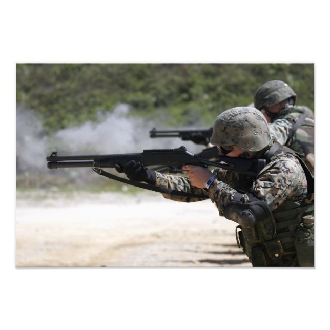 Marines firing shotguns photo print (Front)