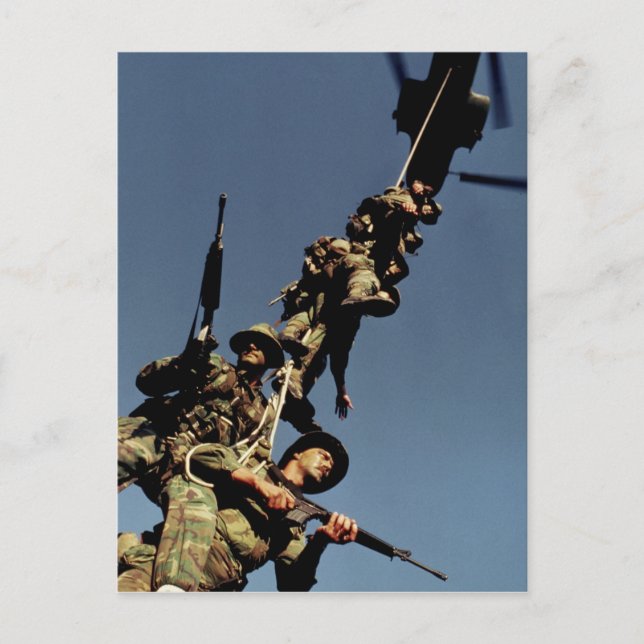 Marines on a SPIE RIG. a rope device that will Postcard (Front)