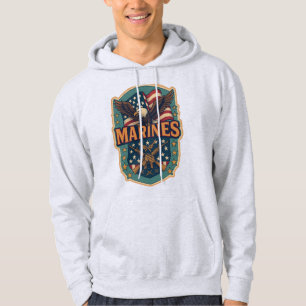 "Marines" over eagle & flag hoodie