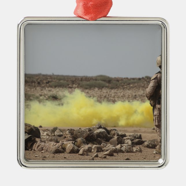 Marines provide security metal tree decoration (Front)