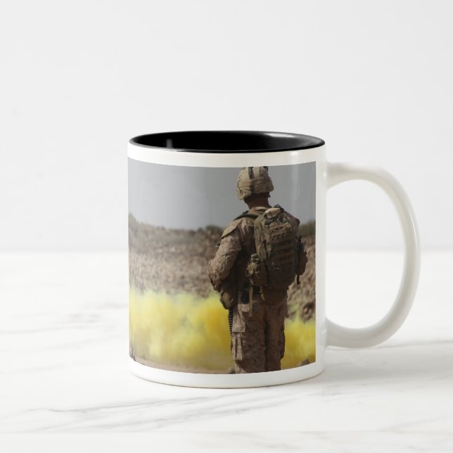 Marines provide security Two-Tone coffee mug (Right)