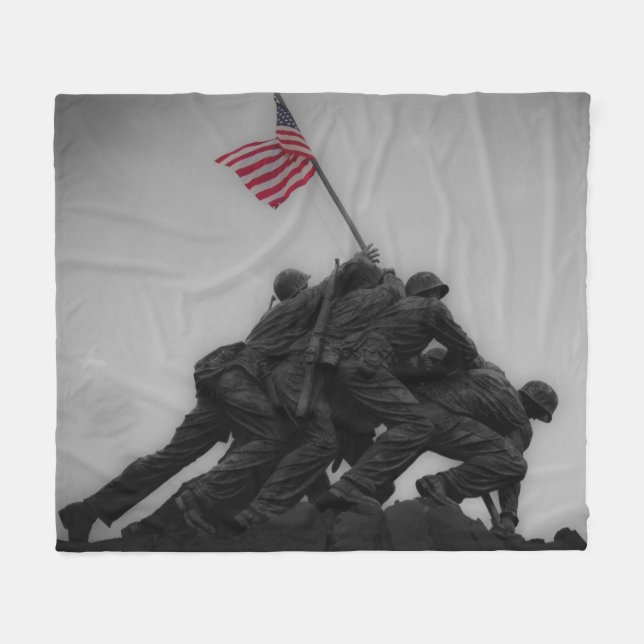 MARINES RAISE FLAG at IWO JIMA Fleece Blanket (Front (Horizontal))