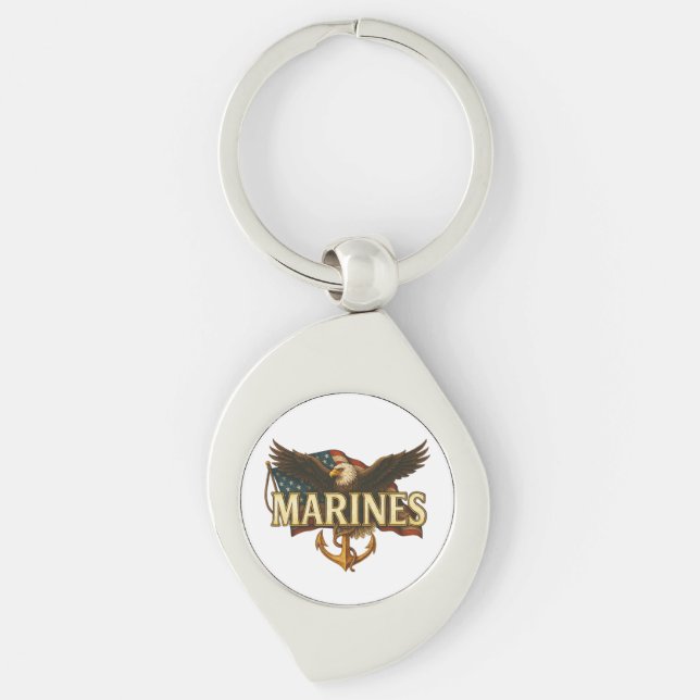 Marines With Eagle and Flag Key Ring (Front)