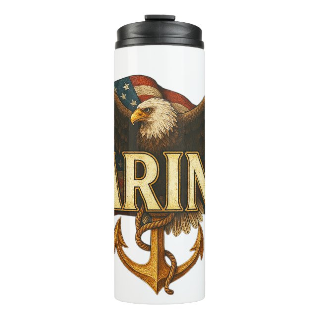 Marines With Eagle and Flag Thermal Tumbler (Front)