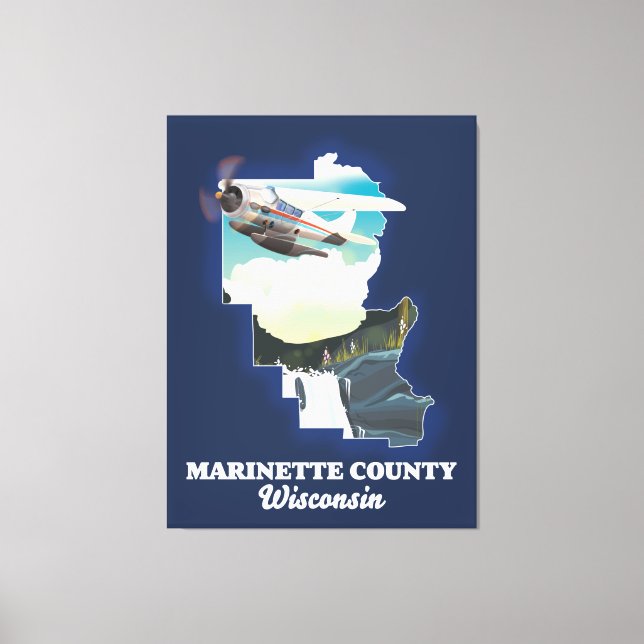 Marinette County Wisconsin map Canvas Print (Front)