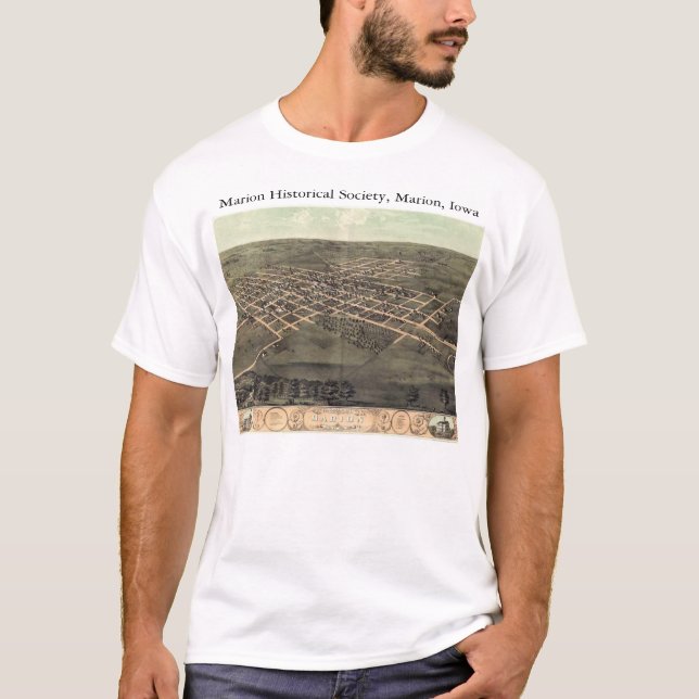 Marion Historical Society with 1868 panoramic map T-Shirt (Front)