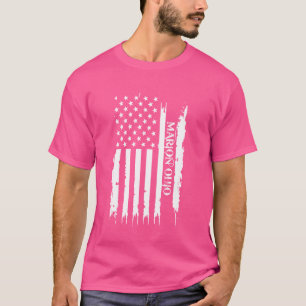 Marion Ohio United States Distressed w US Flag T-Shirt