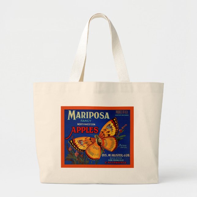 Mariposa Apples Large Tote Bag (Front)