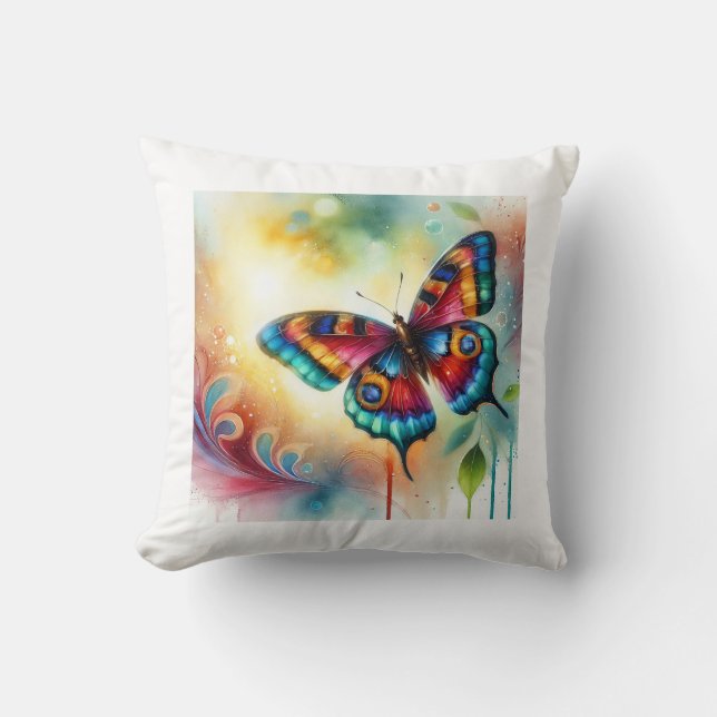 Mariposa flama butterfly 121024AREF149 - Watercolo Cushion (Front)