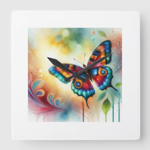 Mariposa flama butterfly 121024AREF149 - Watercolo Square Wall Clock