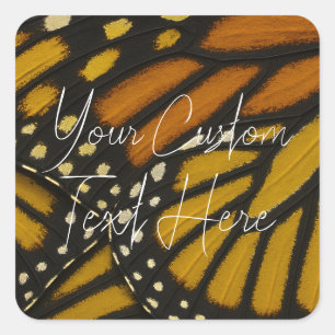 Mariposa Orange & Yellow Monarch Butterfly Wing Square Sticker