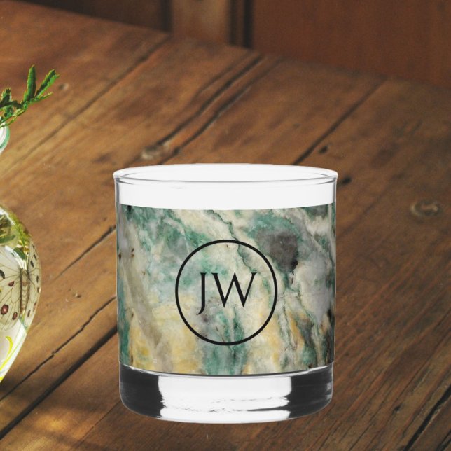 Mariposite Mineral Stone Monogram Whiskey Glass (In Situ (Home))