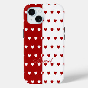 Marisol - Custom Name Template, Red and White iPhone 15 Case
