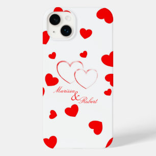 Marissa & Robert - Cute Hearts with Names - Case-Mate iPhone 14 Plus Case