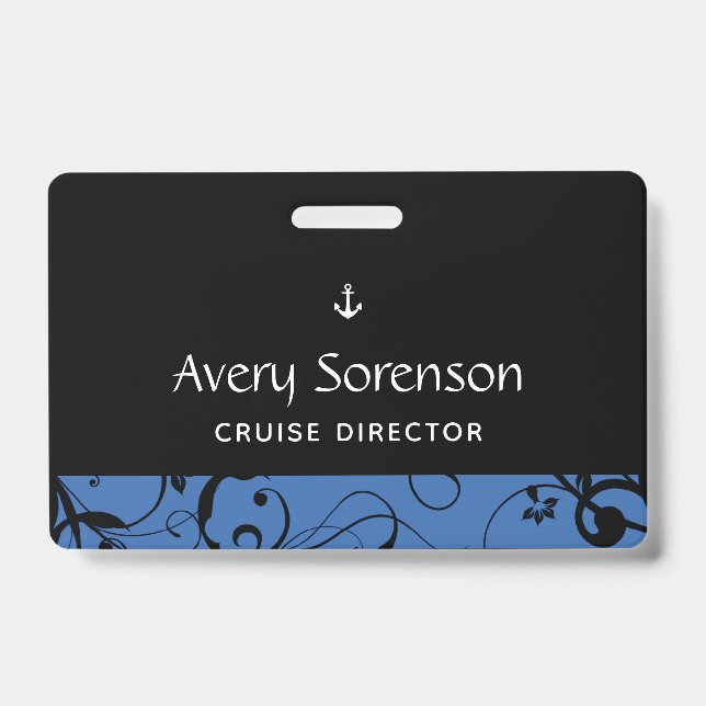Maritime Anchor Pro Damask ID Badge (Front)