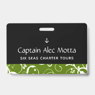 Maritime Anchor Pro Damask ID Badge