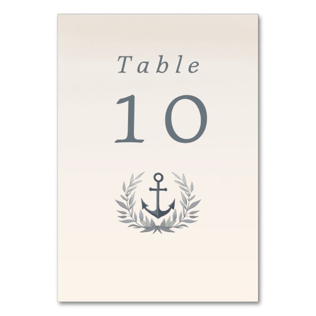 Maritime anchor with herald wedding table number (Back)