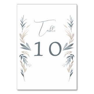 Maritime foliage wedding table number