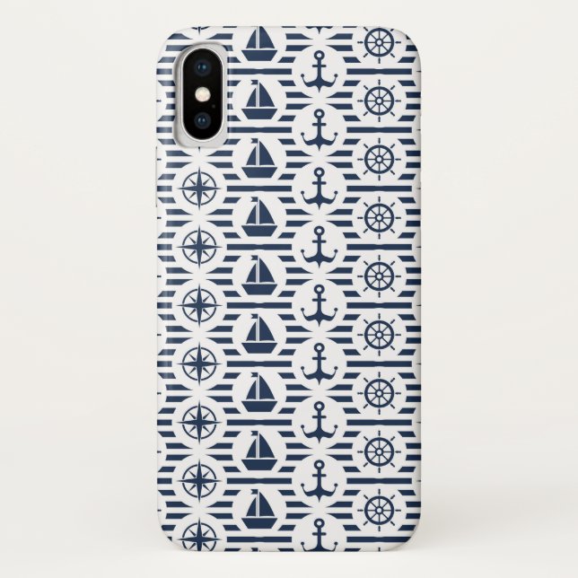 Maritime In Blue Pattern Case-Mate iPhone Case (Back)