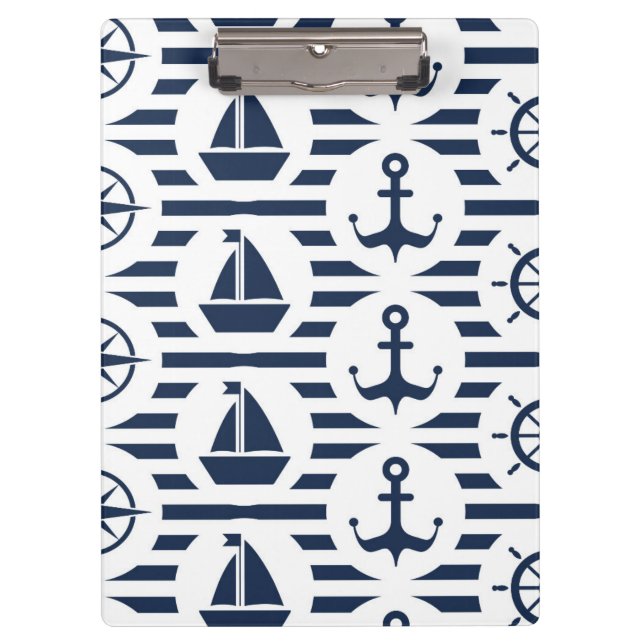 Maritime In Blue Pattern Clipboard (Front)