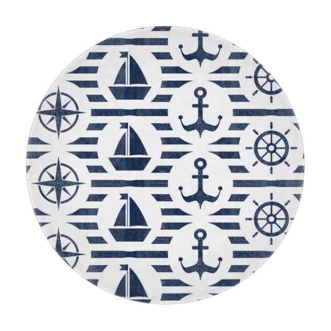 Maritime In Blue Pattern Cutting Board (Front)