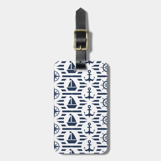 Maritime In Blue Pattern Luggage Tag (Front Vertical)