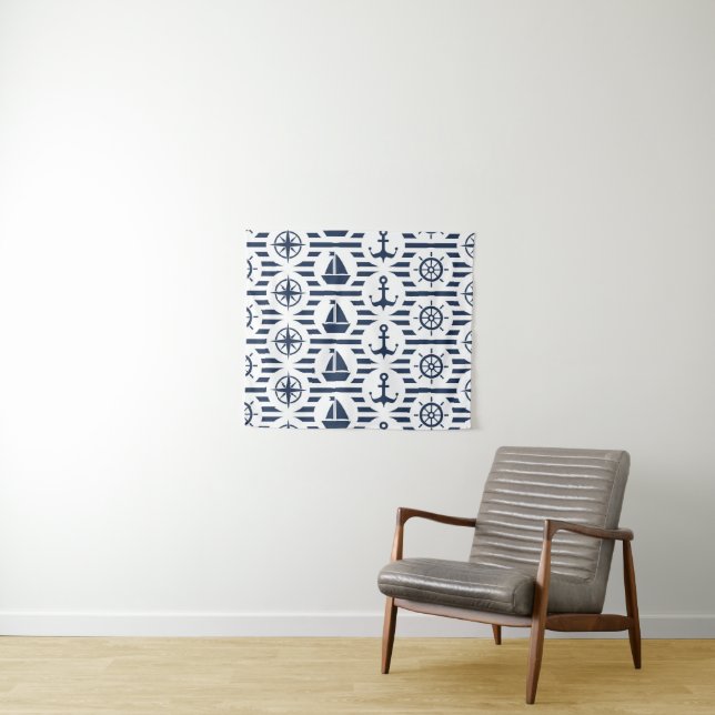 Maritime In Blue Pattern Tapestry (In Situ (Horizontal))
