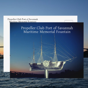 Maritime Memorial Savannah GA Photographic Postcard