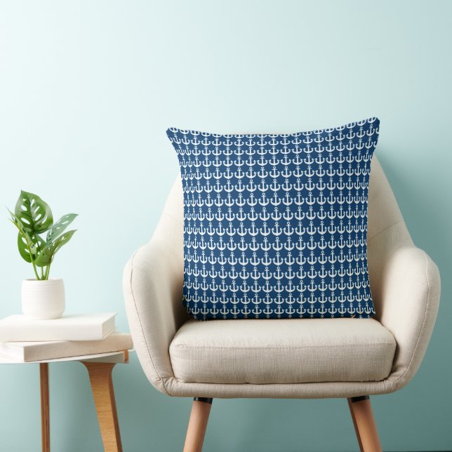 maritime nautical anchor pattern cushion (Chair)